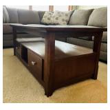 LL - Dark Wood Coffee Table with Glass Inlays