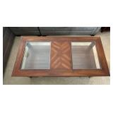 LL - Dark Wood Coffee Table with Glass Inlays