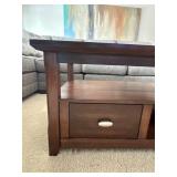 LL - Dark Wood Coffee Table with Glass Inlays