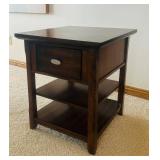 LL - End Table with Drawer - Dark Wood Finish