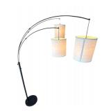 LL - Arc Floor Lamp - 3 Drum Shades - 80 in Tall - Black Finish