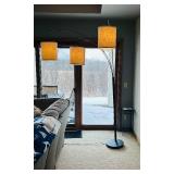 LL - Arc Floor Lamp - 3 Drum Shades - 80 in Tall - Black Finish