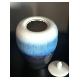 LL - Ceramic Vase with Lid - Blue Gradient Glaze