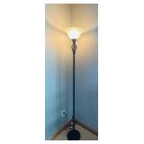 LL - 70-Inch Floor Lamp with Frosted Glass Shade - Black Torchiere Style