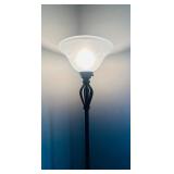 LL - 70-Inch Floor Lamp with Frosted Glass Shade - Black Torchiere Style