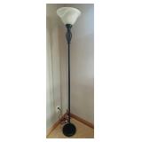 LL - 70-Inch Floor Lamp with Frosted Glass Shade - Black Torchiere Style