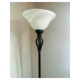 LL - 70-Inch Floor Lamp with Frosted Glass Shade - Black Torchiere Style