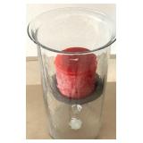 LL - Glass Hurricane Candle Holder with Pink Pillar Candle