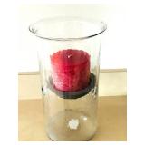 LL - Glass Hurricane Candle Holder with Pink Pillar Candle