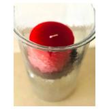 LL - Glass Hurricane Candle Holder with Pink Pillar Candle