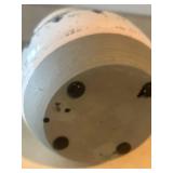 LL - Ceramic Pot - White Glaze with Black Damask Pattern