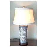 LL - Table Lamp - Blue Geometric Pattern Ceramic Base with Fabric Shade