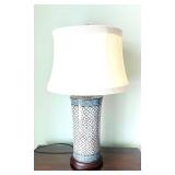 LL - Table Lamp - Blue Geometric Pattern Ceramic Base with Fabric Shade