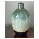 LL - Seafoam Glazed Ceramic Vase - 13 in Tall - Dark Base