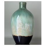 LL - Seafoam Glazed Ceramic Vase - 13 in Tall - Dark Base