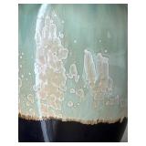 LL - Seafoam Glazed Ceramic Vase - 13 in Tall - Dark Base