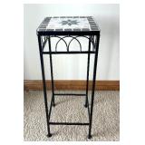LL - Mosaic Tile Top Metal Plant Stand 23 Inches Tall - Decorative Side Table