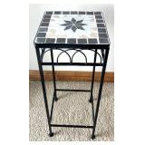 LL - Mosaic Tile Top Metal Plant Stand 23 Inches Tall - Decorative Side Table