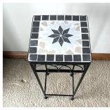 LL - Mosaic Tile Top Metal Plant Stand 23 Inches Tall - Decorative Side Table