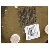 LL - Pottery Barn Vase - 9in Tall, White & Olive Ceramic, Two Handles