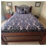 LL - Queen Size Bed Frame with Headboard & Footboard & Bedding