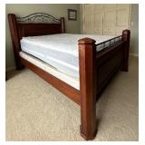 LL - Queen Size Bed Frame with Headboard & Footboard & Bedding