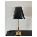 LL - Brass Table Lamp 23 in Tall - Black Shade & Wood Card Case with Cards