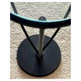 LL - Round Glass Top Side Table - Black Metal Frame
