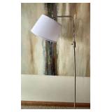 LL - Arc Floor Lamp 64-Inch Tall Chrome With White Drum Shade