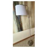 LL - Arc Floor Lamp 64-Inch Tall Chrome With White Drum Shade