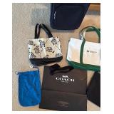 LL - Jaguar Navy Rolling Suitcase & Assorted Bags (Lot of 7)