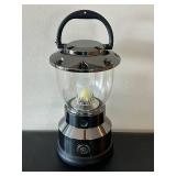 LL - GE Lantern - 13-Inch Tall Glass Lantern with Black Chrome Base