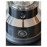 LL - GE Lantern - 13-Inch Tall Glass Lantern with Black Chrome Base