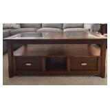 LL - Dark Wood Coffee Table with Glass Inlays