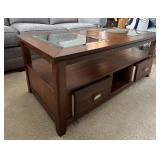 LL - Dark Wood Coffee Table with Glass Inlays