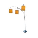 LL - Arc Floor Lamp - 3 Drum Shades - 80 in Tall - Black Finish