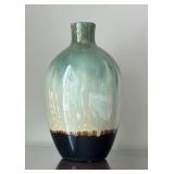 LL - Seafoam Glazed Ceramic Vase - 13 in Tall - Dark Base