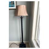 LL - Floor Lamp 58-In Tall - Beige Fabric Shade, Black Base