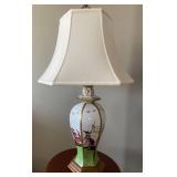 Vintage Chinese Hand-Painted Porcelain Table Lamp with Birds and Figures