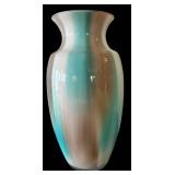 Art Glass Style Vase - Teal Turquoise & Beige Swirl