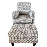 Sam Moore Upholstered Chair & Ottoman - Patterned Grey Loop Fabric