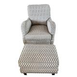 Sam Moore Upholstered Chair & Ottoman - Patterned Grey Loop Fabric