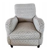 Sam Moore Upholstered Chair & Ottoman - Patterned Grey Loop Fabric