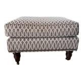 Sam Moore Upholstered Chair & Ottoman - Patterned Grey Loop Fabric