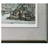 Francis Hebbalick - Antwerp Brabo Scene Original Etching Hand Made