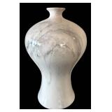 Ceramic Vase - White & Gray Marble Swirl, 13.5 in Tall