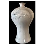 Ceramic Vase - White & Gray Marble Swirl, 13.5 in Tall