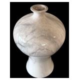 Ceramic Vase - White & Gray Marble Swirl, 13.5 in Tall