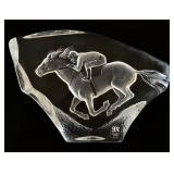 M Sweden Full Lead Crystal Jockey & Horse Sculpture