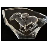 M Sweden Full Lead Crystal Jockey & Horse Sculpture
